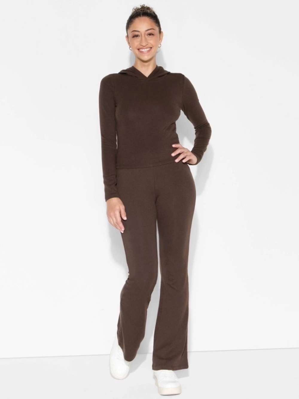 Women's Slim Fit Long Sleeve Hoodie - Wild Fable™ Brown M